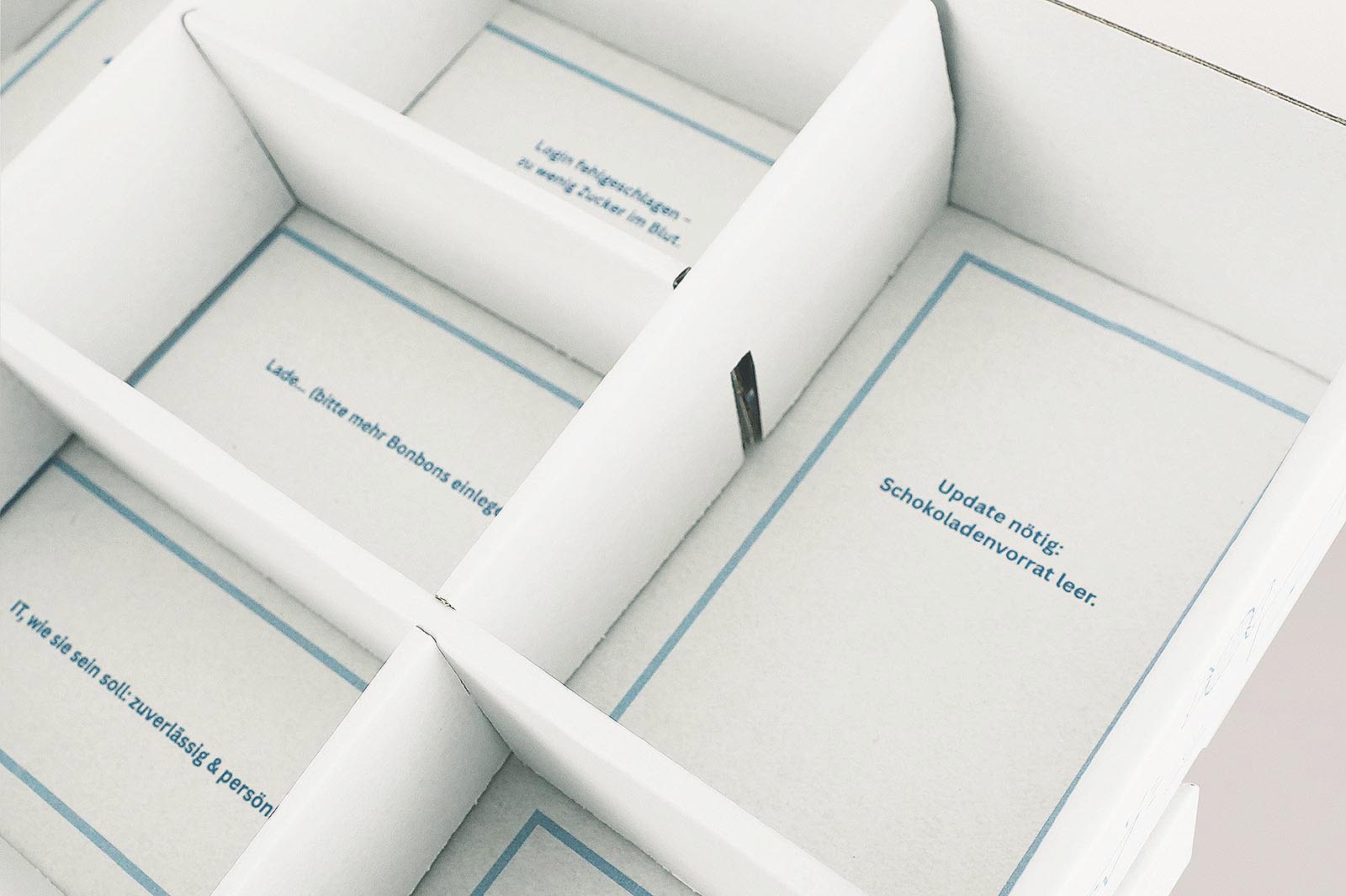 Detailansicht der Stecklaschen zur Sicherung der Fachunterteilung in der Snackb