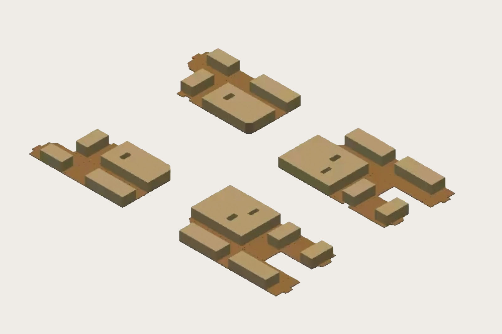 In Form geschnittene Wabenpolster auf Stanzformat aus Wellpappe verklebt
